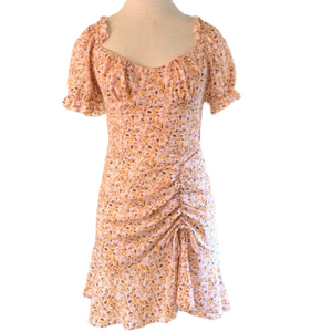CITY Vibe pink and mustard yellow floral dress sz M